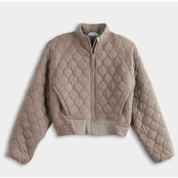 Women's FLX Cropped Quilted Jacket NWT Size XS Truffle - Picture 2 of 15